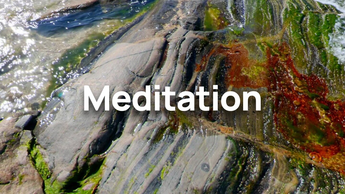 Rockpool with the word Meditation overlaid